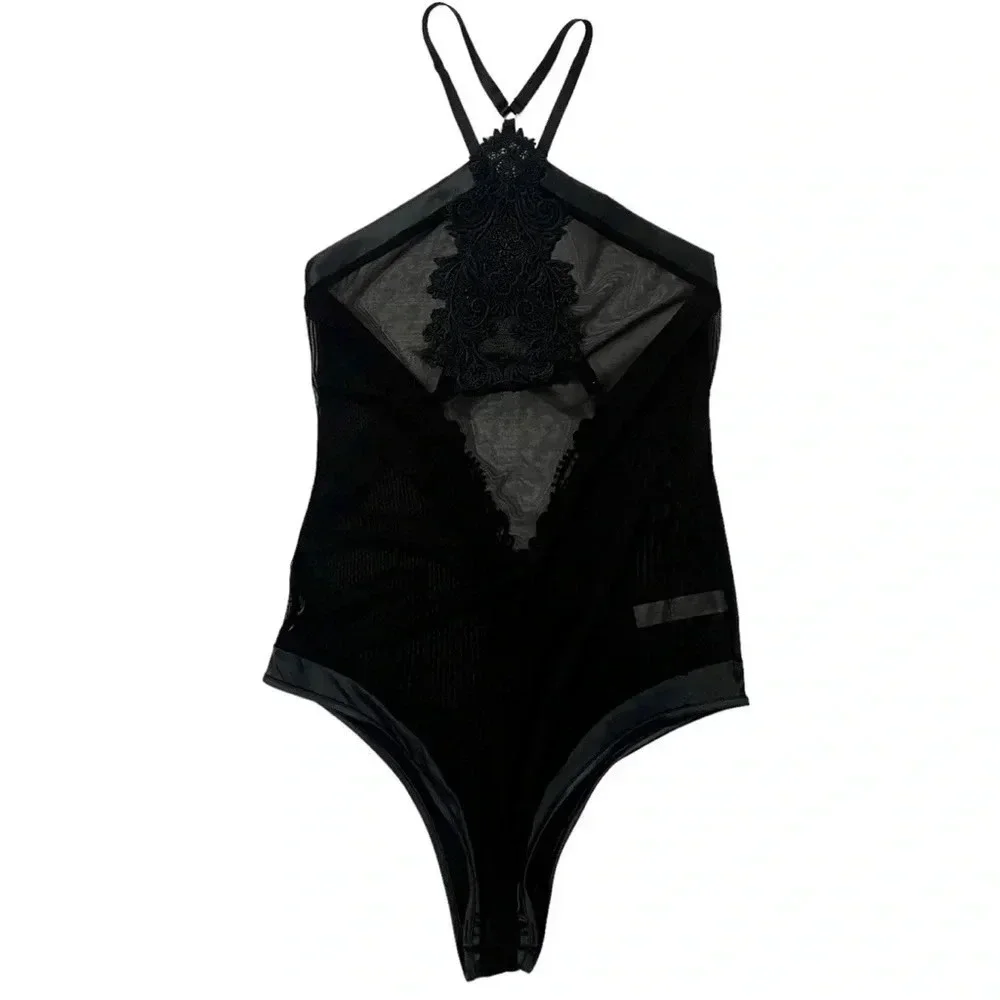 NWOT Adore Me Motifa Lace Halter Bodysuit